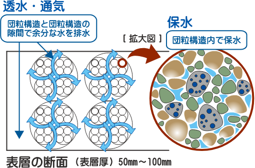 耐水性団粒構造で1.5倍の耐久性